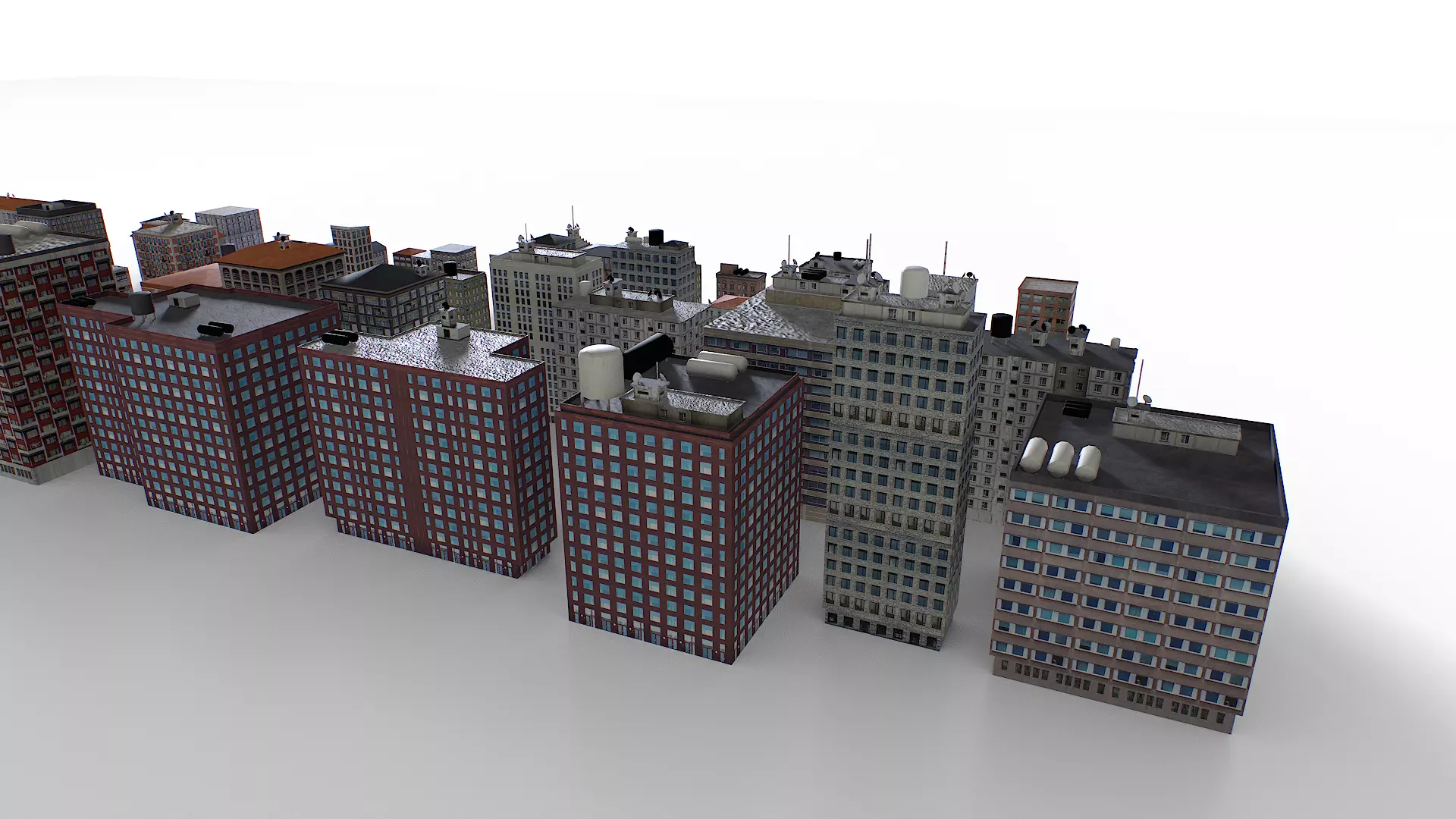 Out of bounds background buildings Low-poly 3D model_9