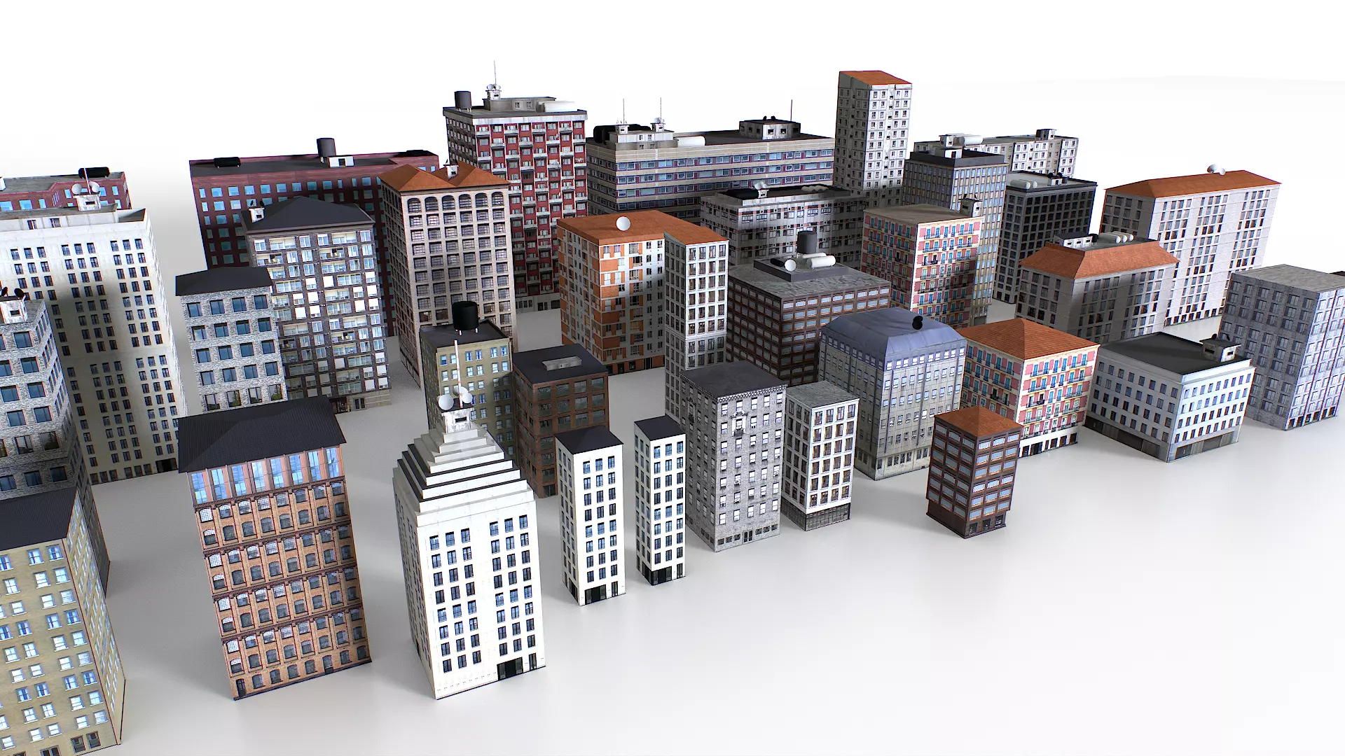 Out of bounds background buildings Low-poly 3D model_3