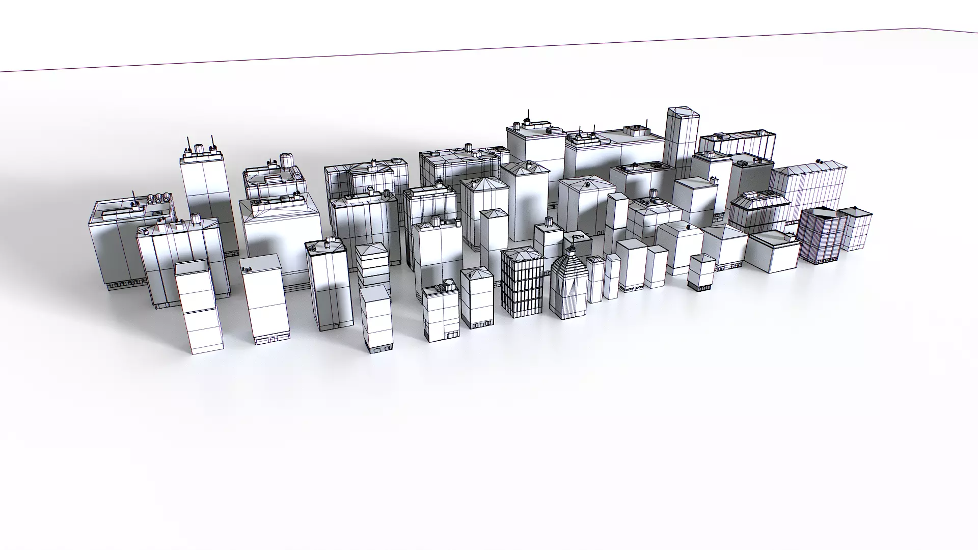 Out of bounds background buildings Low-poly 3D model_14