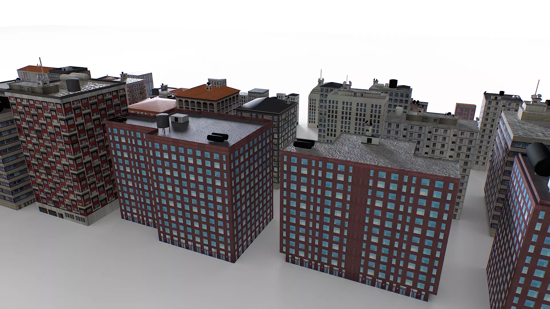 Out of bounds background buildings Low-poly 3D model_10