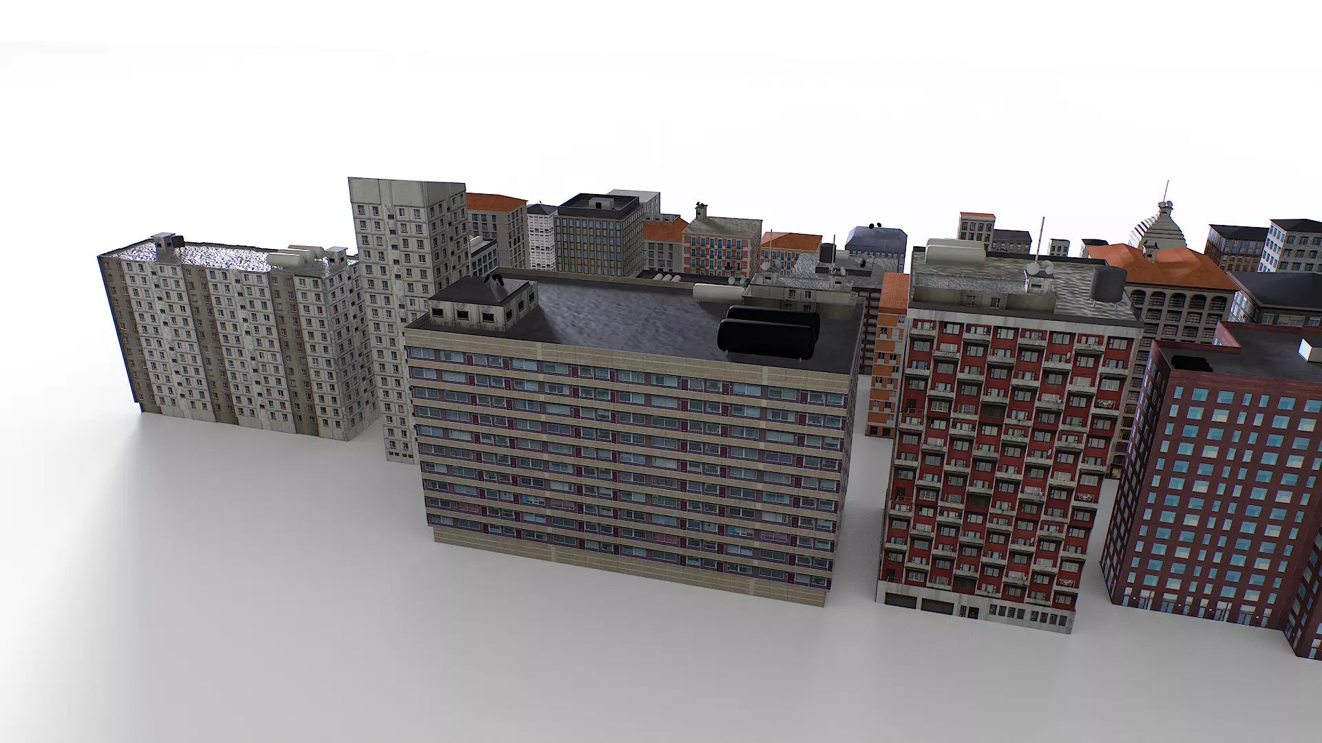 Out of bounds background buildings Low-poly 3D model_11