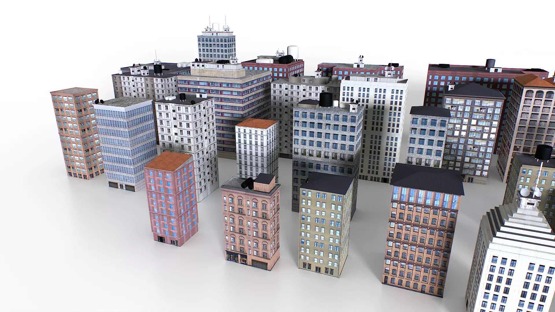 Out of bounds background buildings Low-poly 3D model_8