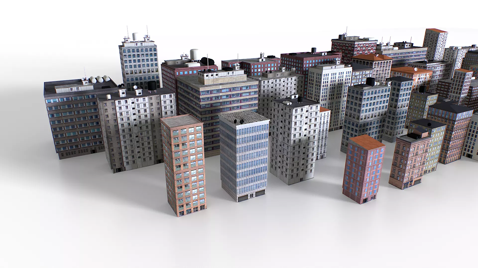 Out of bounds background buildings Low-poly 3D model_1