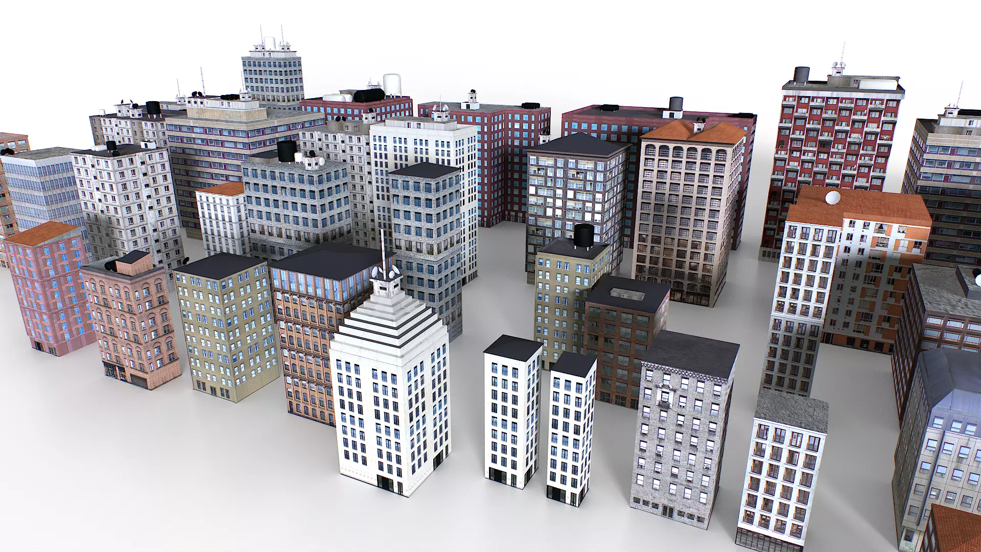 Out of bounds background buildings Low-poly 3D model_7