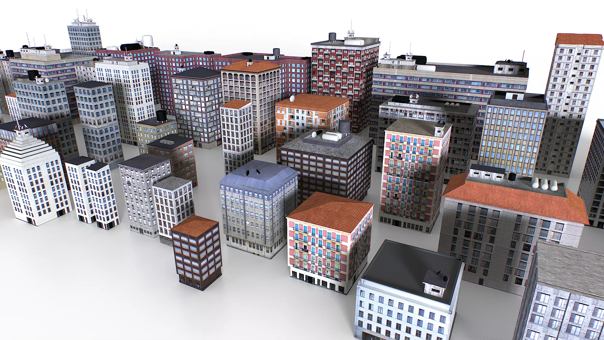 Out of bounds background buildings Low-poly 3D model_6