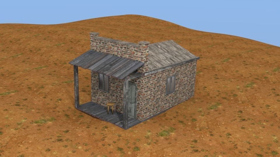 Brick western house Free low-poly 3D model