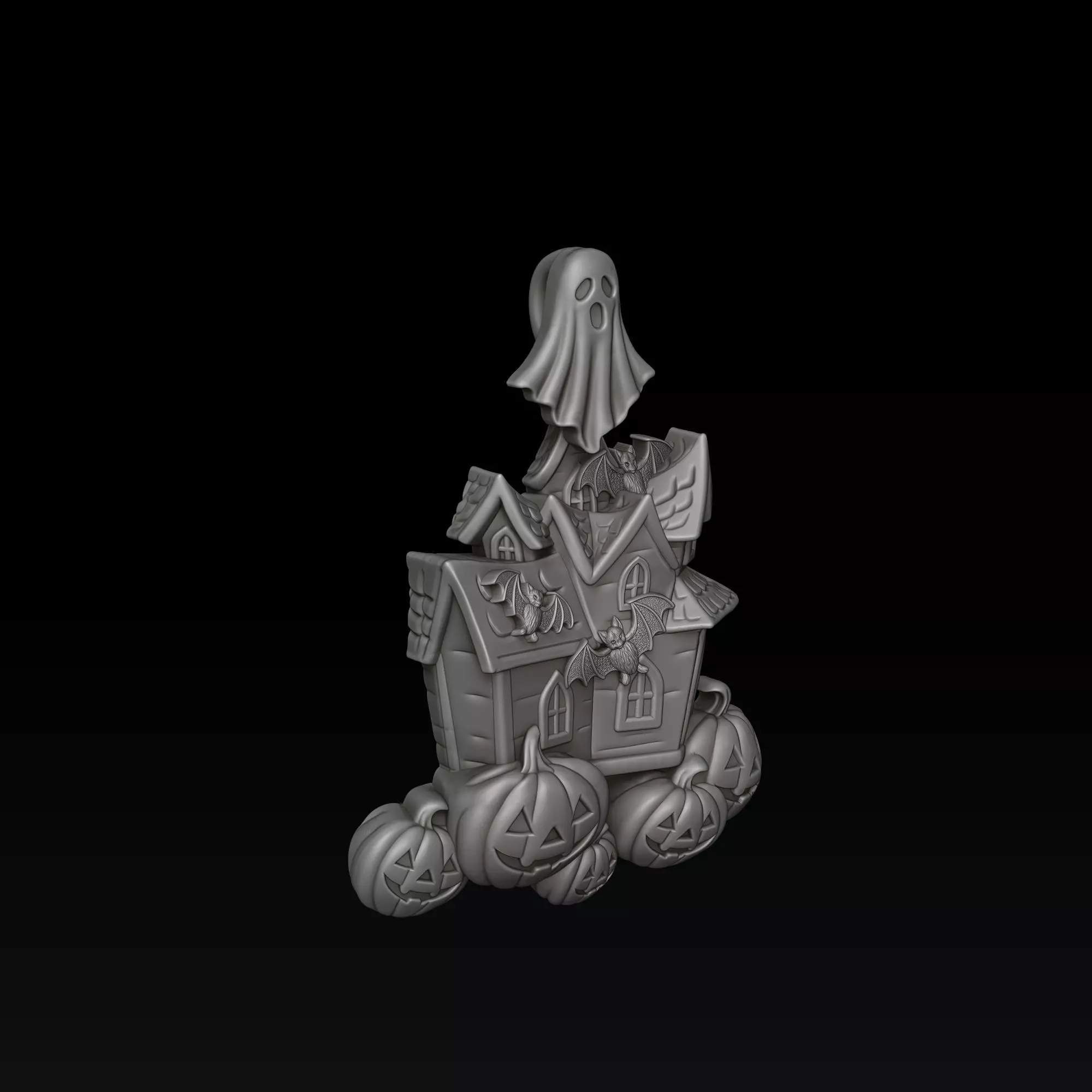 Halloween Haunted House Pumpkin Ghost Pendant 3D print model_7