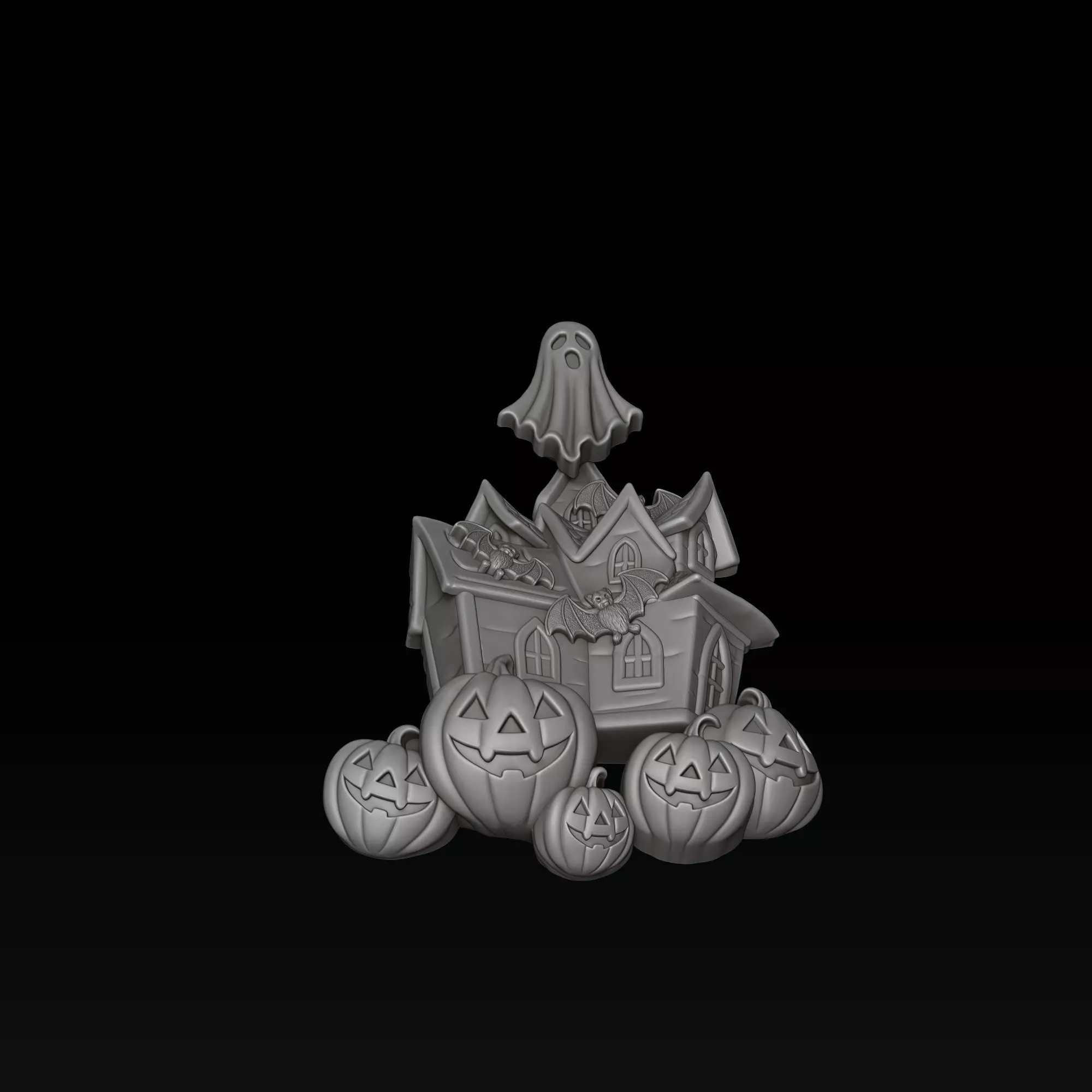 Halloween Haunted House Pumpkin Ghost Pendant 3D print model_8