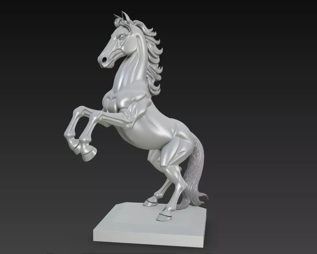 Majestic Stallion - Dynamic Horse 3D Sculpture Model 3D print model_1