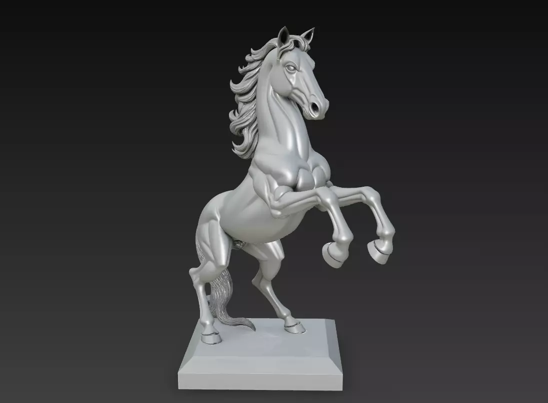 Majestic Stallion - Dynamic Horse 3D Sculpture Model 3D print model_0