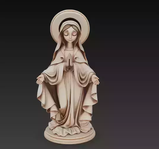 Holy Grace Statue - Stylized Virgin Sculpture 3D Model