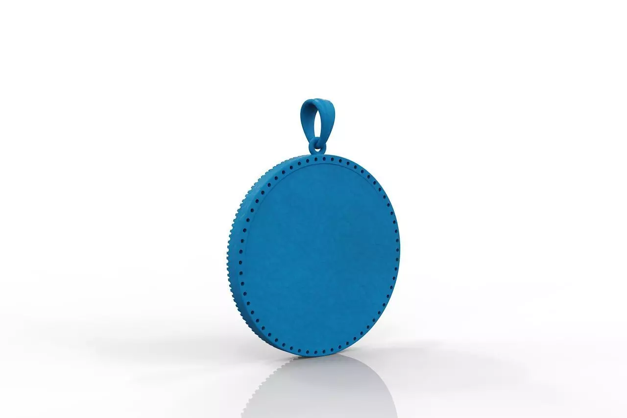 Round Lion Family Medallion with Pave Gemstone Frame 3D print model_9