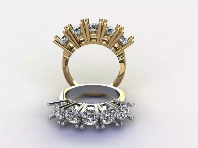 Elegant 5 Stone 5 mm Diamond Band Vertical Prong Setting 3D print model