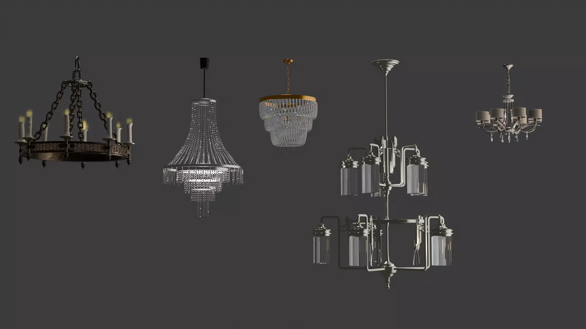 Chandelier 3D model is a high quality Low-poly 3D model_0