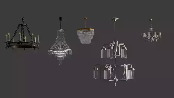 Chandelier 3D model is a high quality