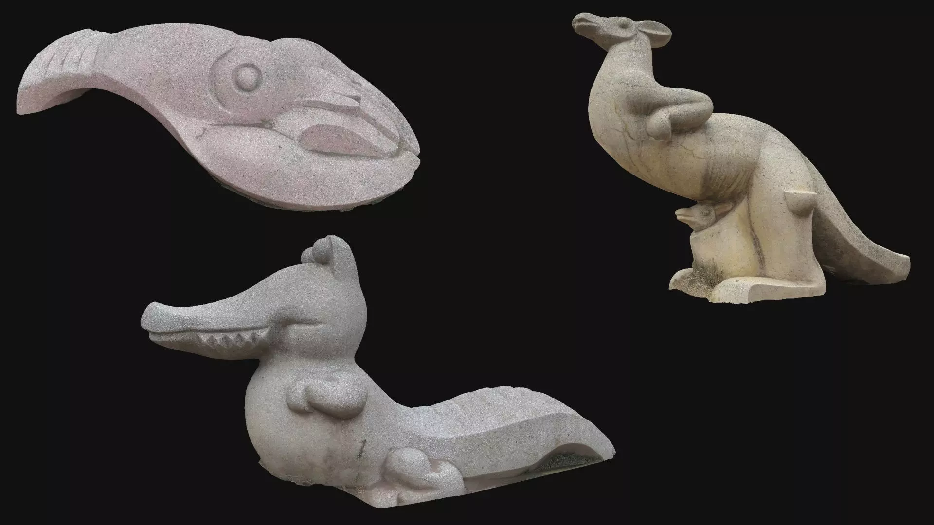 Set of 3 children outdoor playgrounds of animals Low-poly 3D model_0