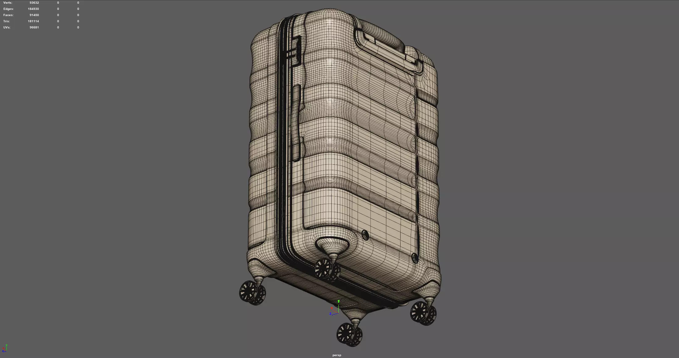 Trolley Suitcase Travel Bag 3D model_6