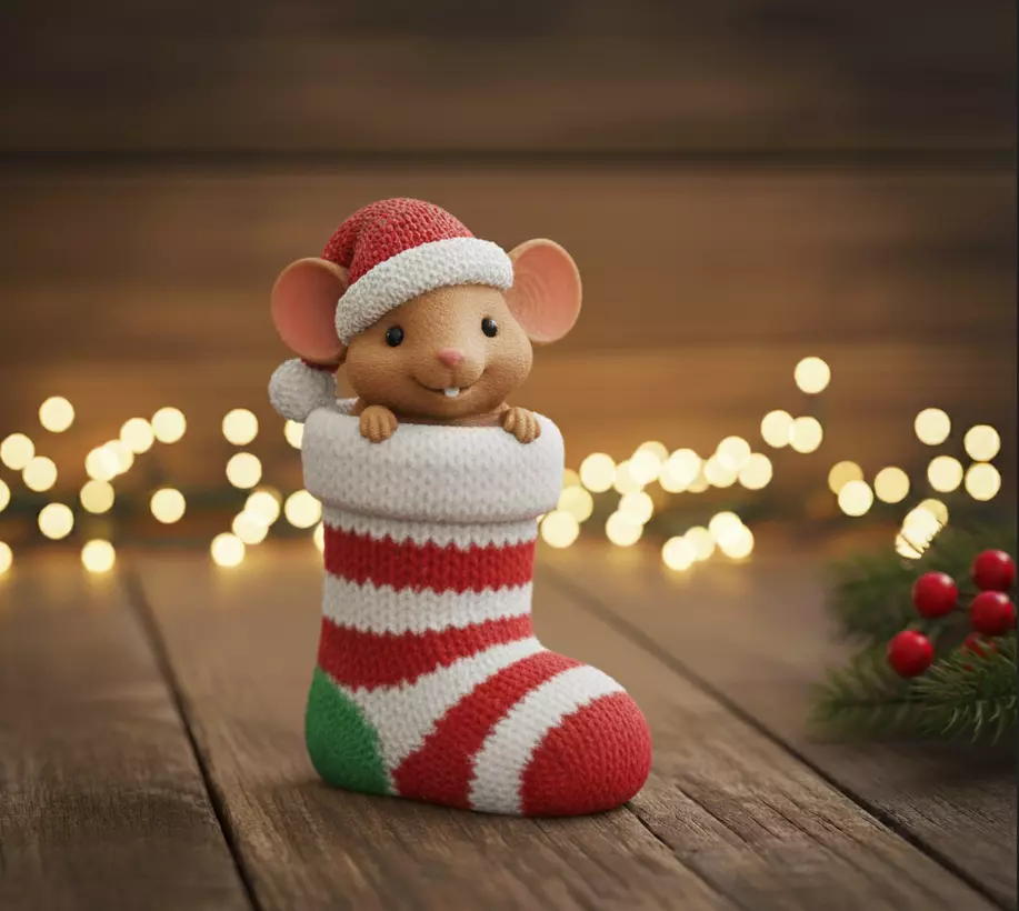 Christmas mouse 3D print model_0
