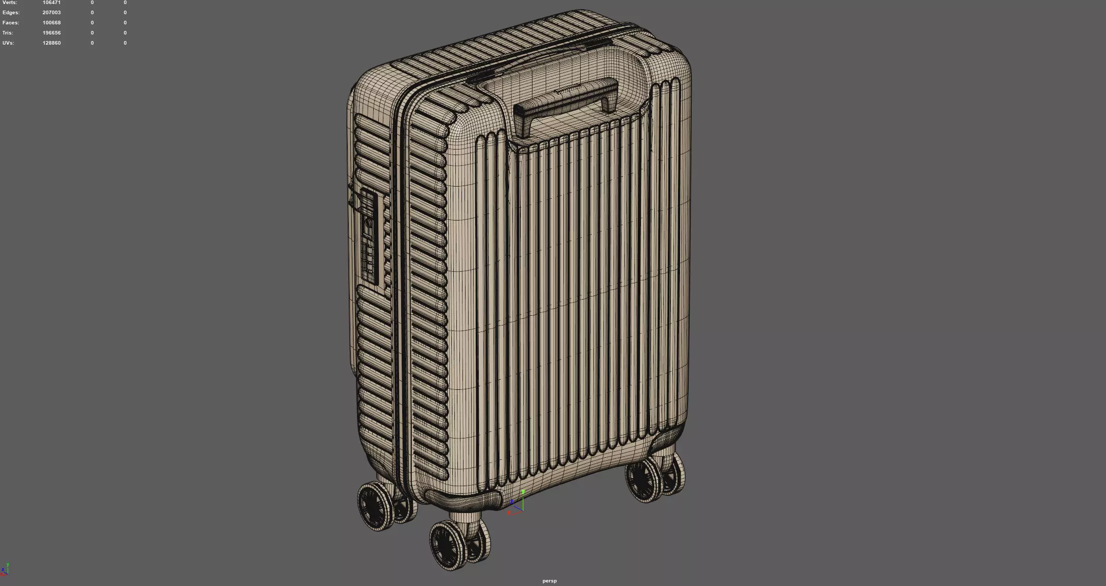 Trolley Suitcase Travel Bag 3D model_6