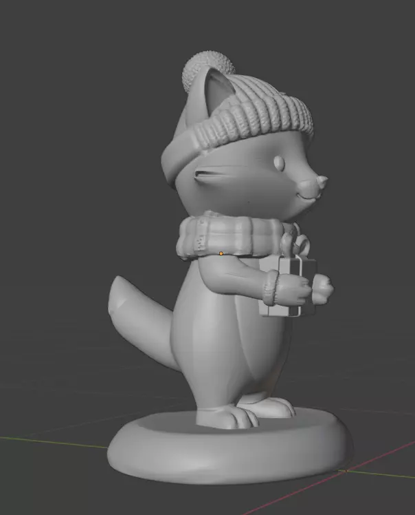 Christmas fox figurine 3D print model_4