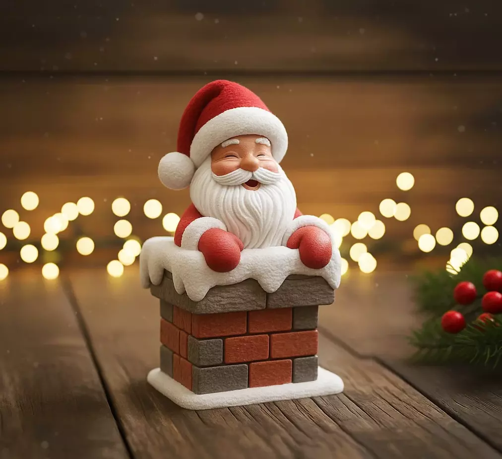Santa Claus chimney decoration 3D print model_0