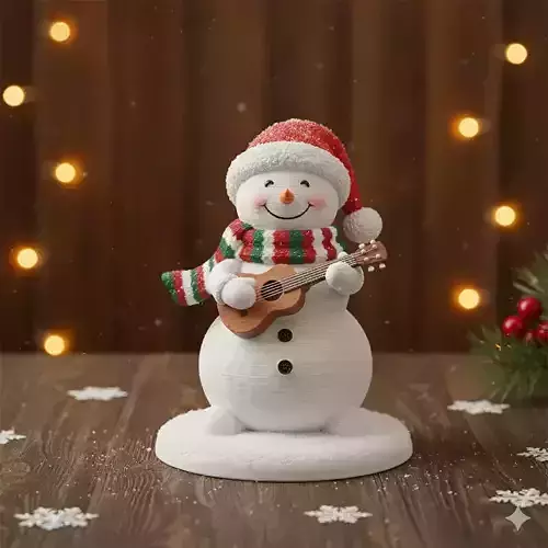 Snowman figurine with a ukulele 3D print model