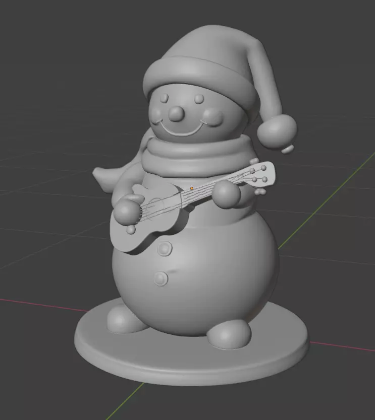 Snowman figurine with a ukulele 3D print model_1