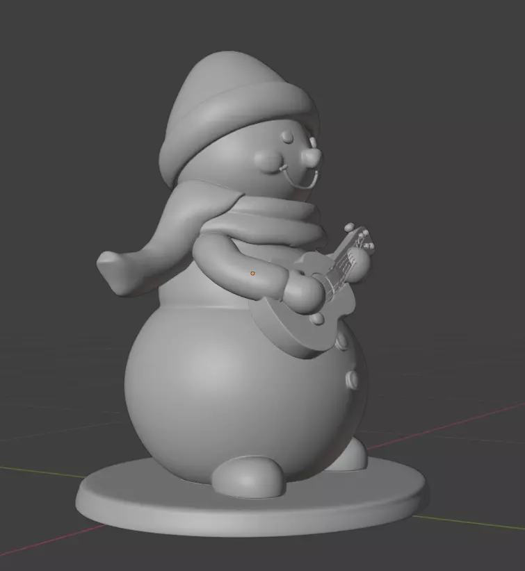 Snowman figurine with a ukulele 3D print model_2
