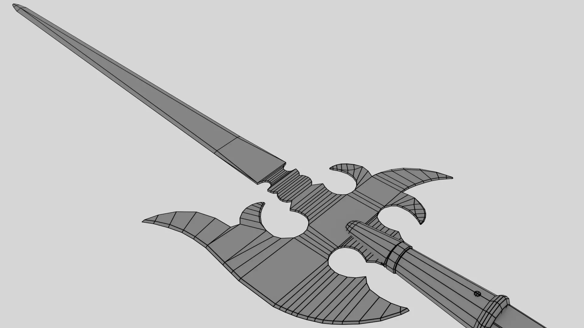 German Lutel Halberd Low-poly 3D model_16