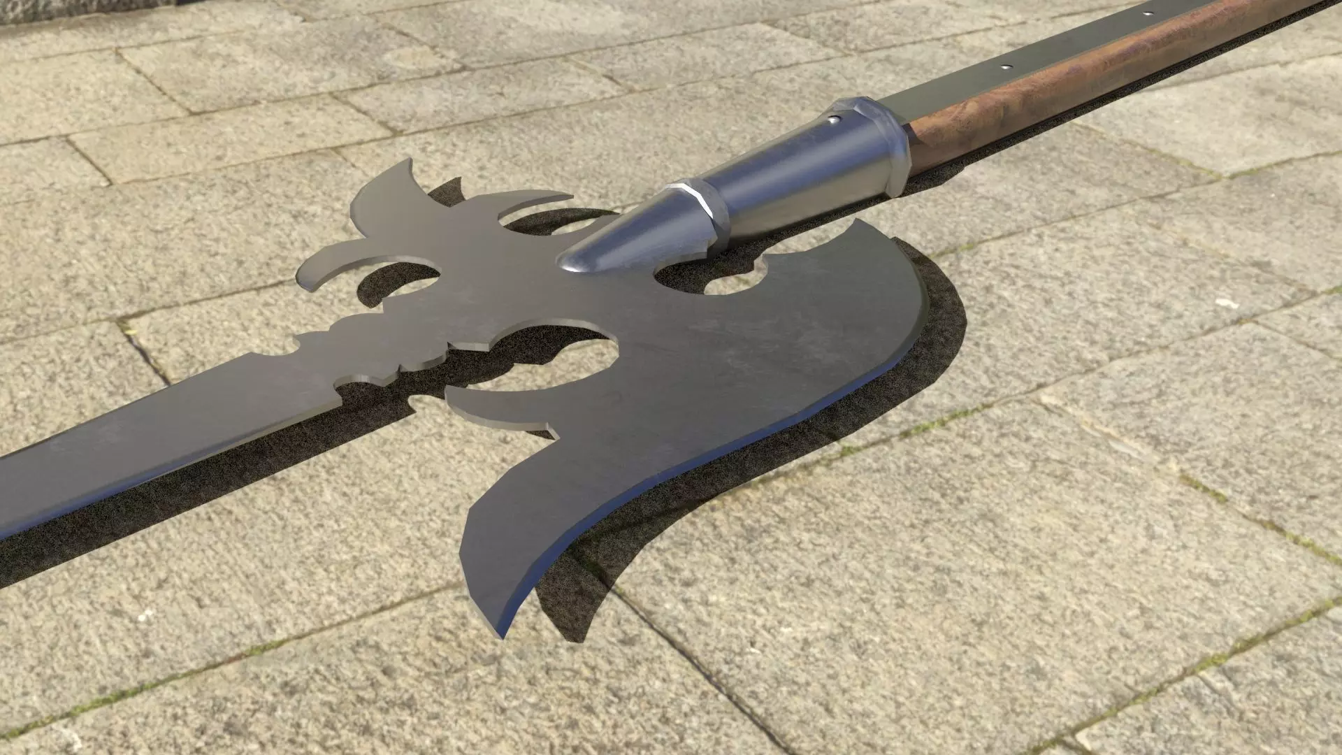 German Lutel Halberd Low-poly 3D model_4