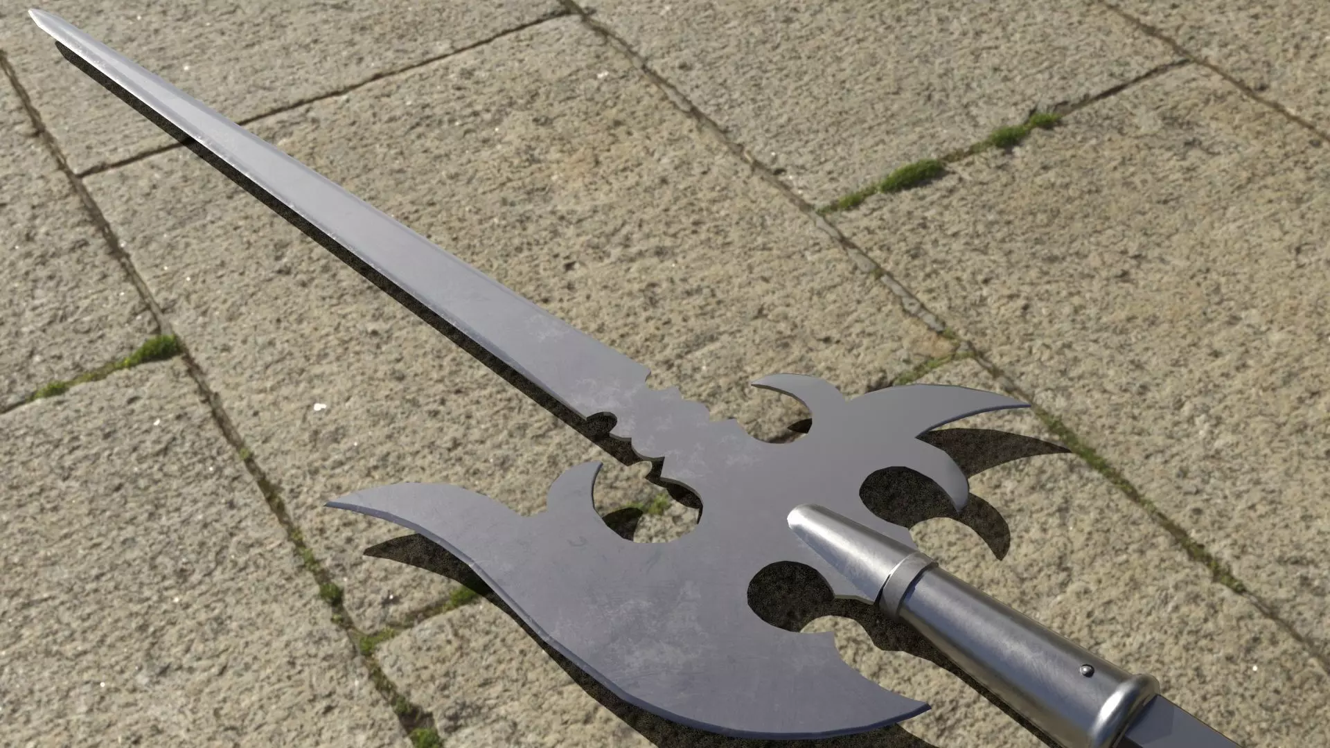 German Lutel Halberd Low-poly 3D model_2