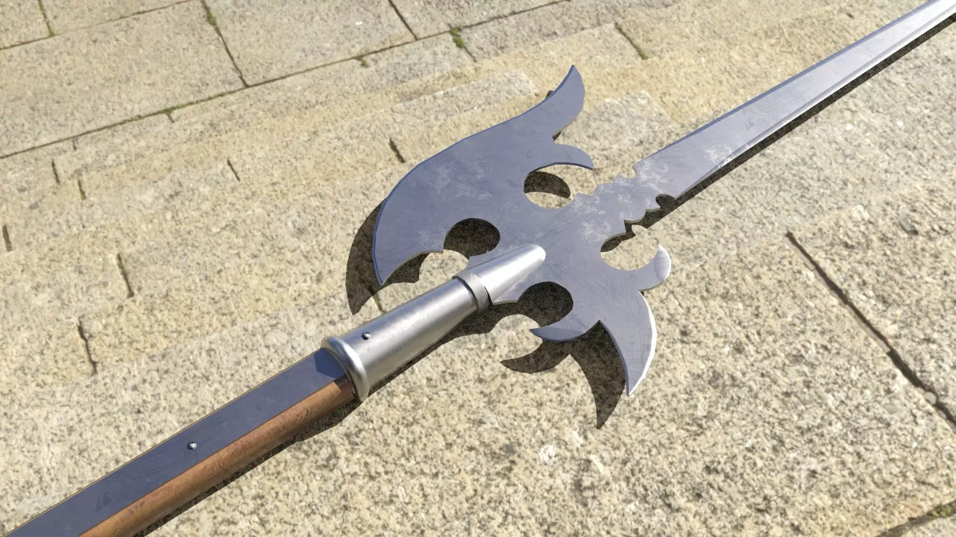 German Lutel Halberd Low-poly 3D model_5