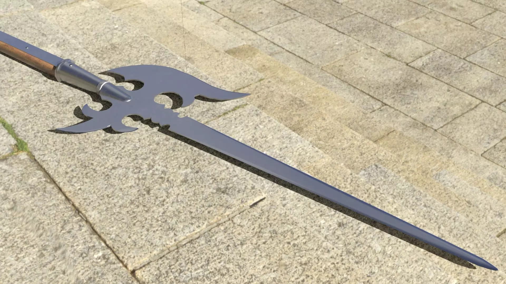German Lutel Halberd Low-poly 3D model_3