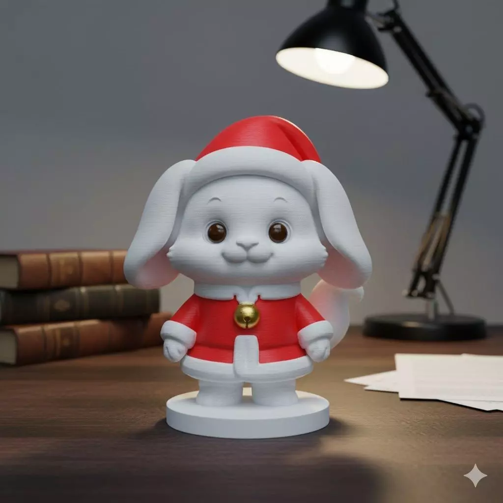 Christmas bunny 3D print model_0