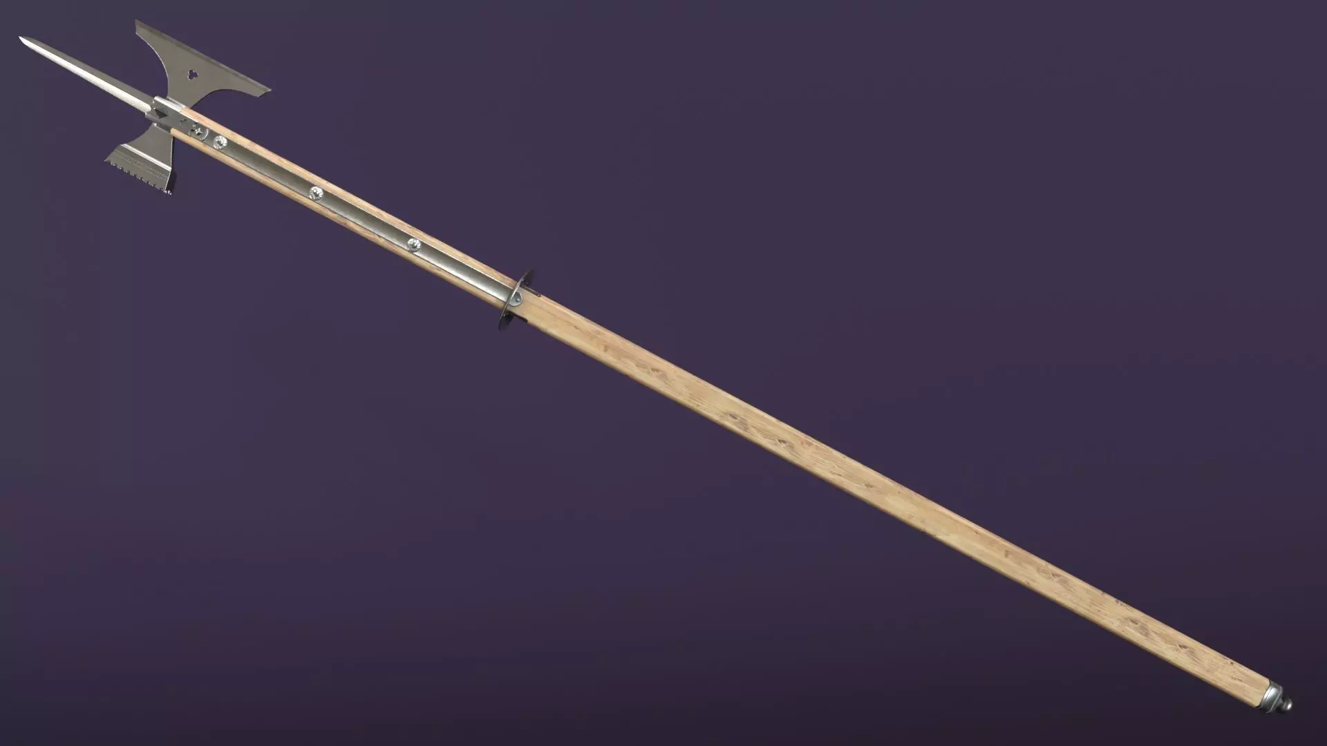 Knightly Pole Axe Low-poly 3D model_0