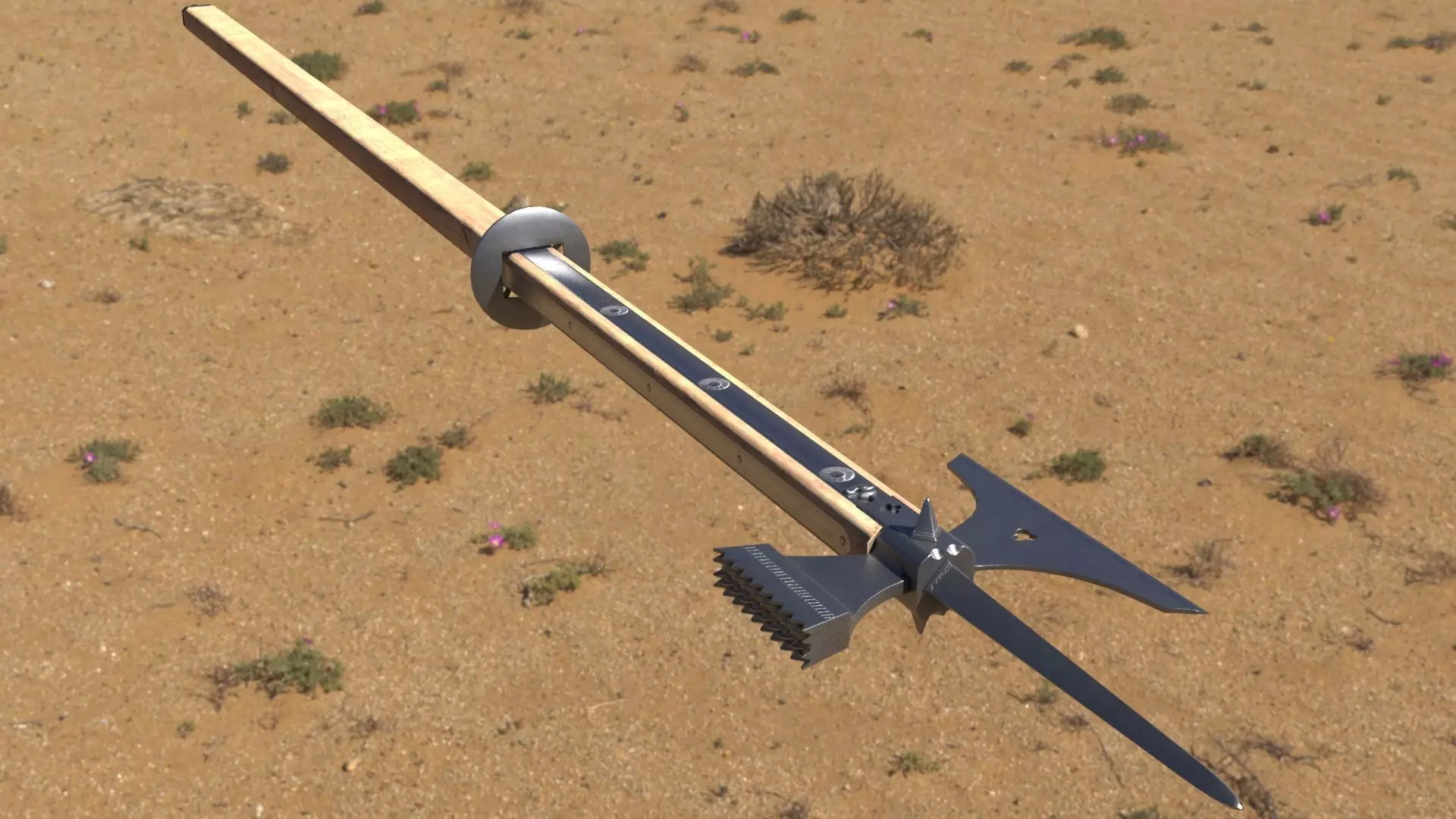 Knightly Pole Axe Low-poly 3D model_2