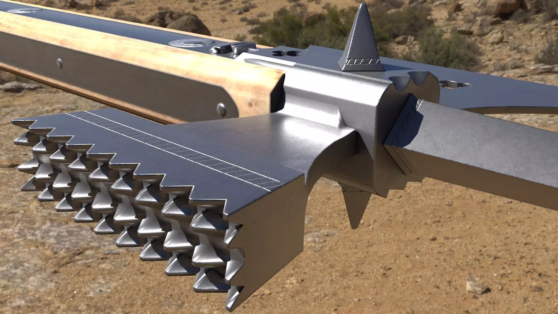 Knightly Pole Axe Low-poly 3D model_8