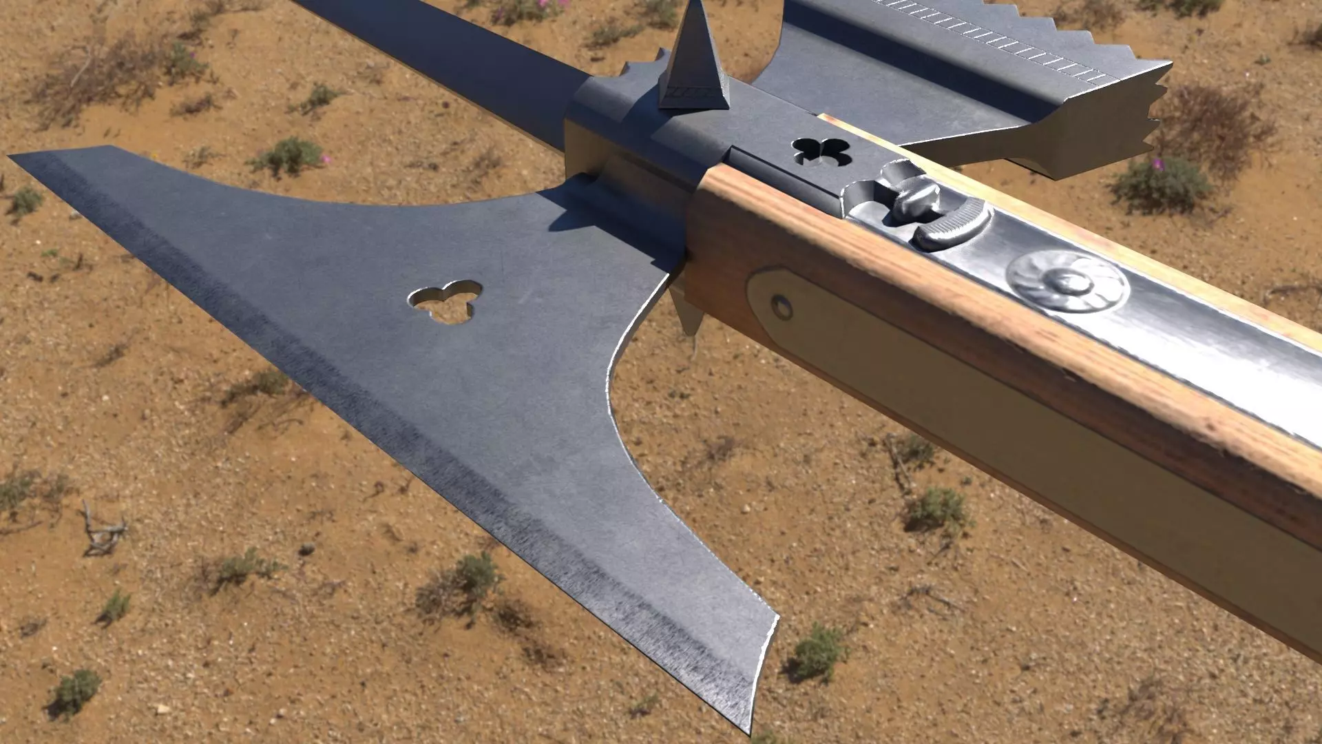 Knightly Pole Axe Low-poly 3D model_6