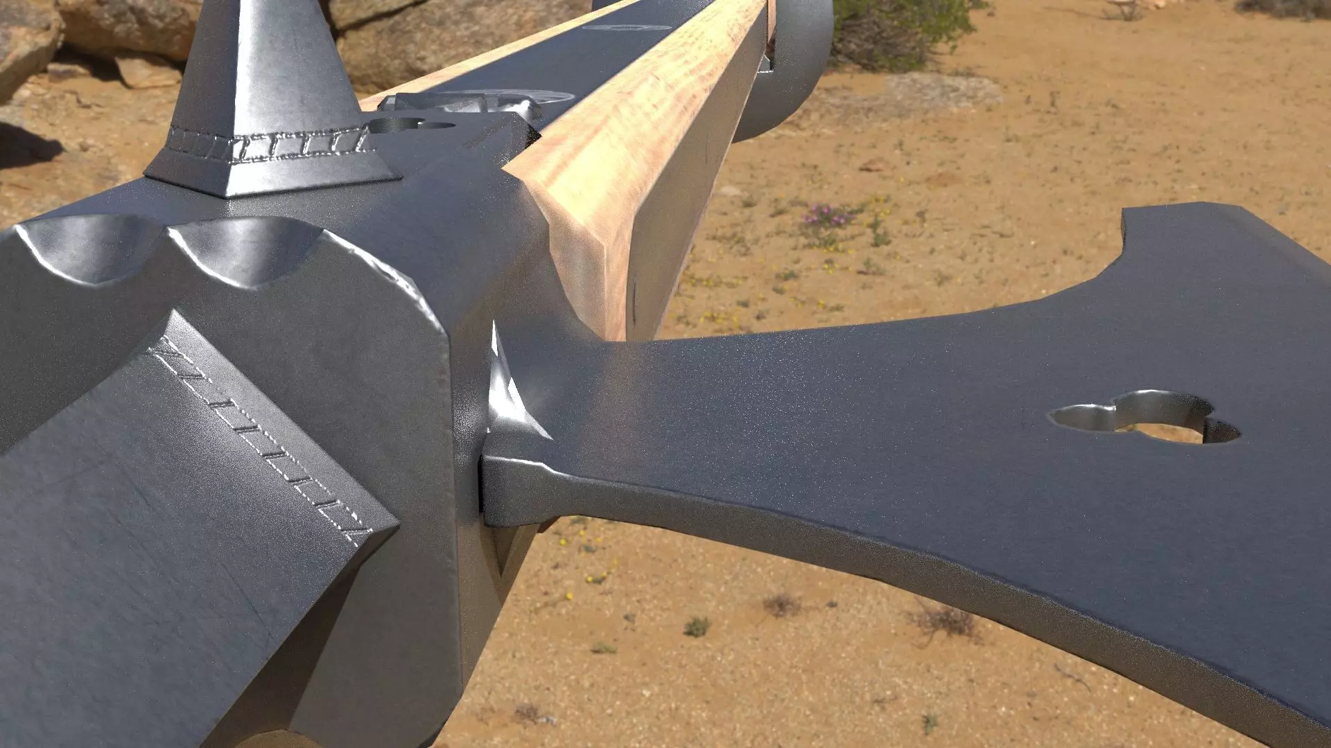 Knightly Pole Axe Low-poly 3D model_7