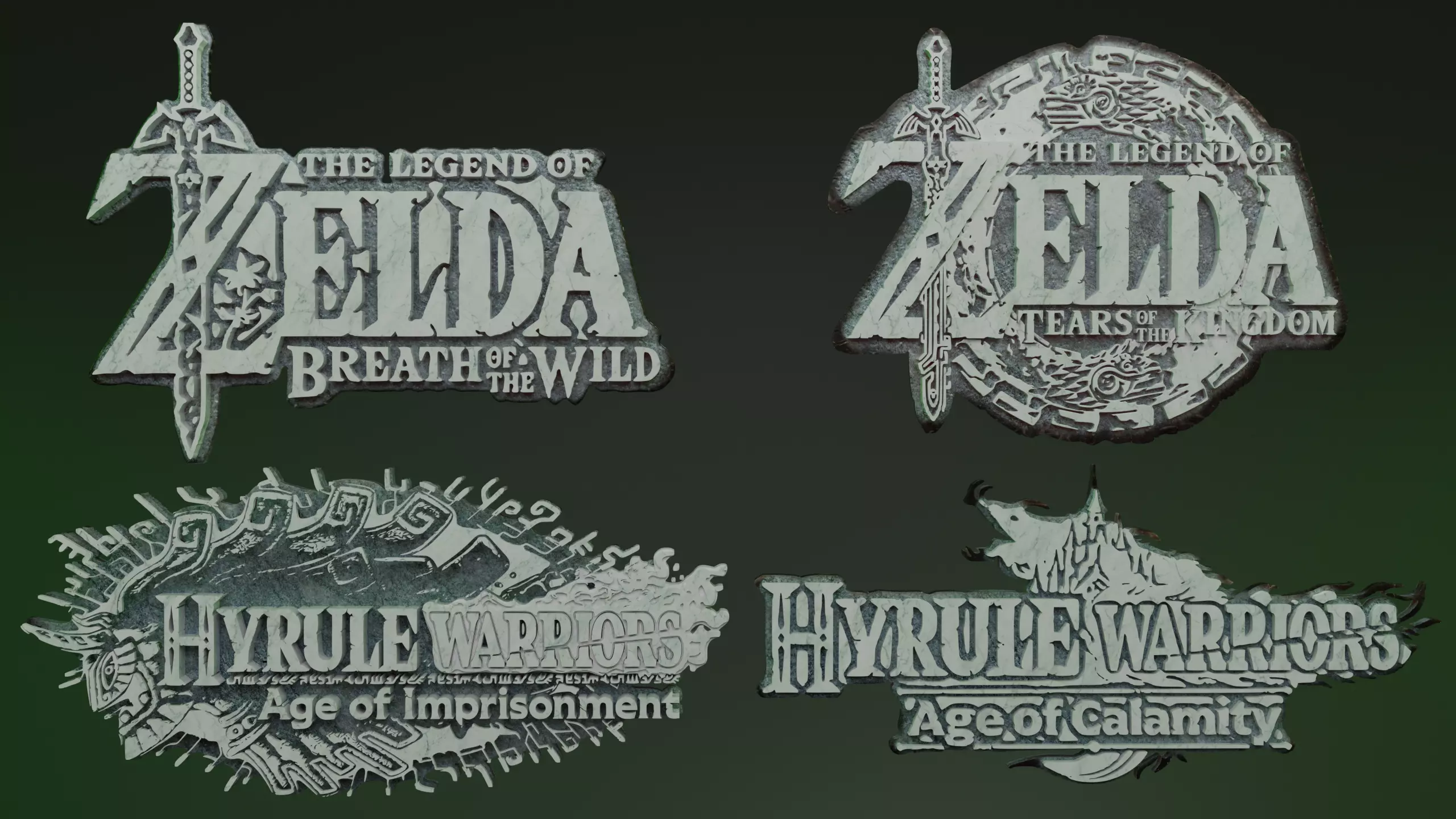 The Legend of Zelda Hyrule Warriors Logos and Keychains Combo 3D print model_0