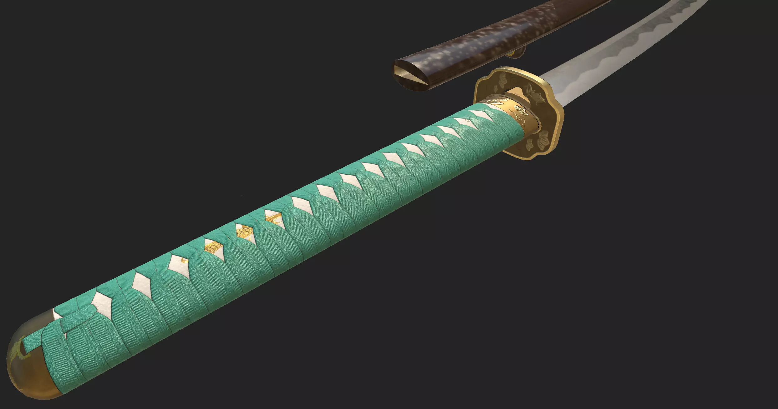 Praying Mantis Katana Low-poly 3D model_10