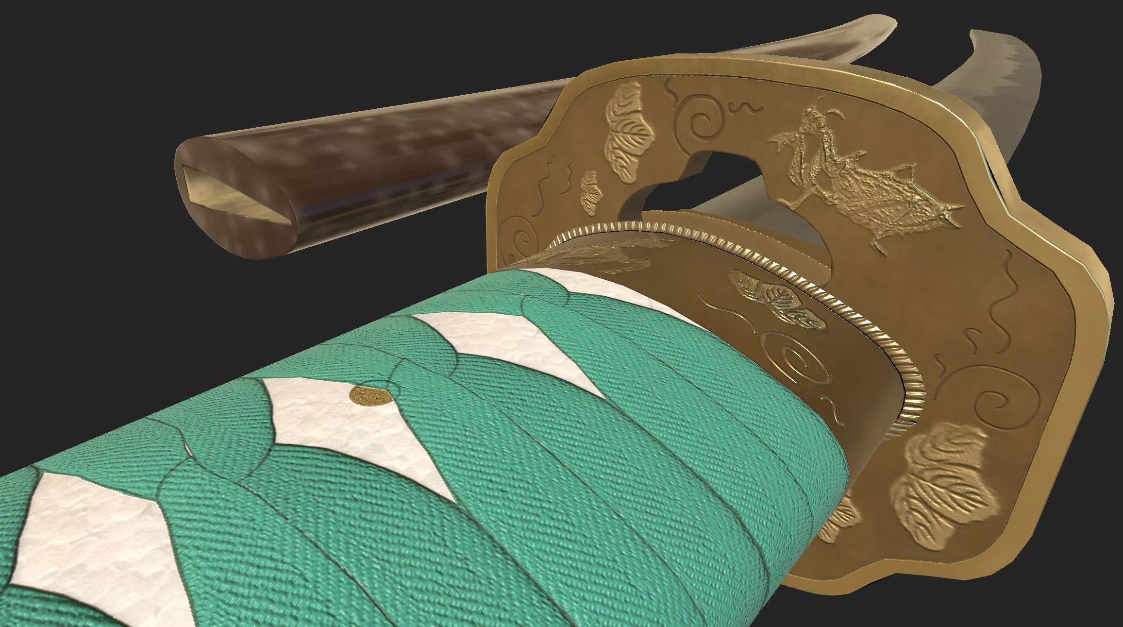 Praying Mantis Katana Low-poly 3D model_8