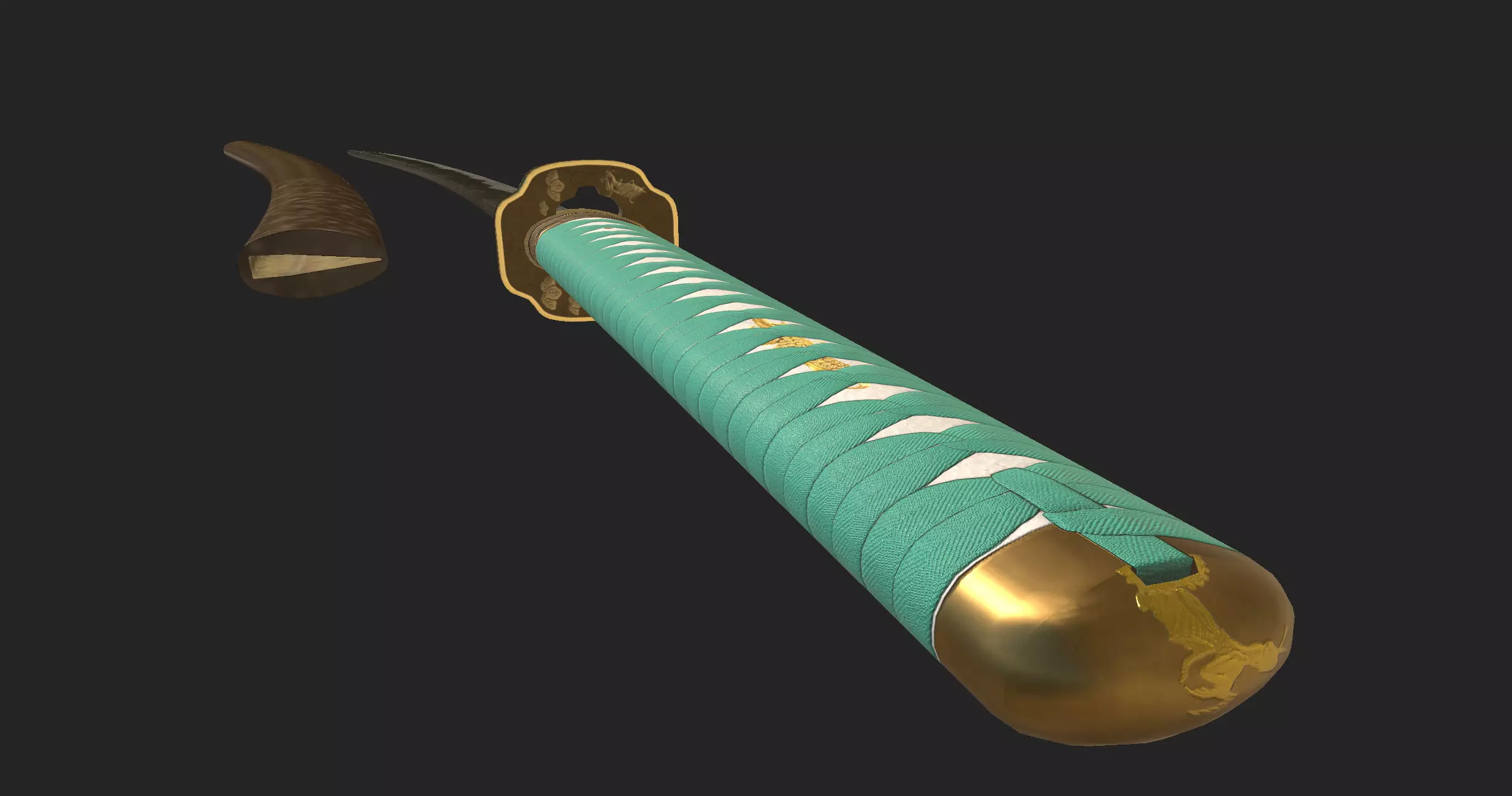 Praying Mantis Katana Low-poly 3D model_9