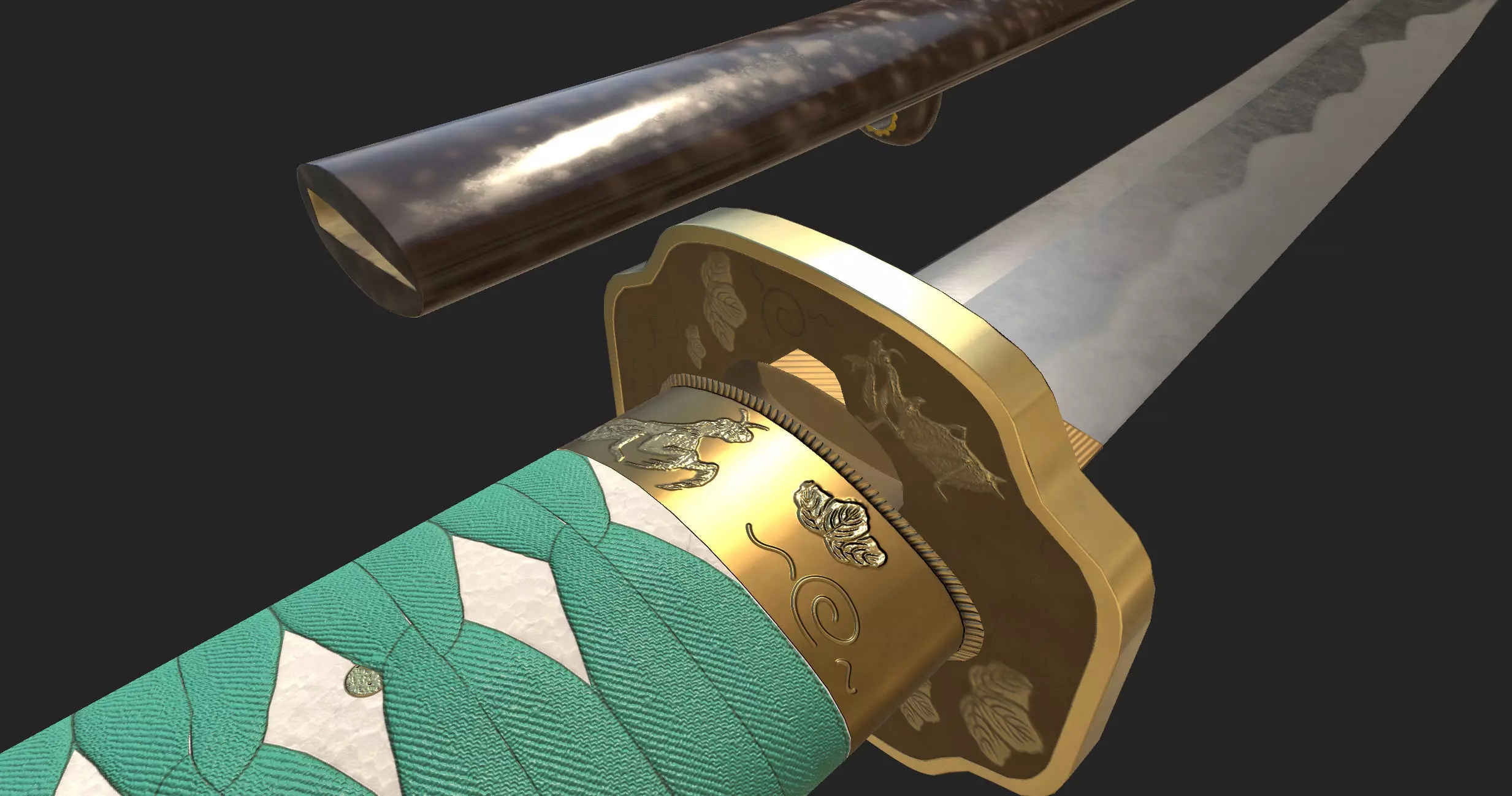 Praying Mantis Katana Low-poly 3D model_6