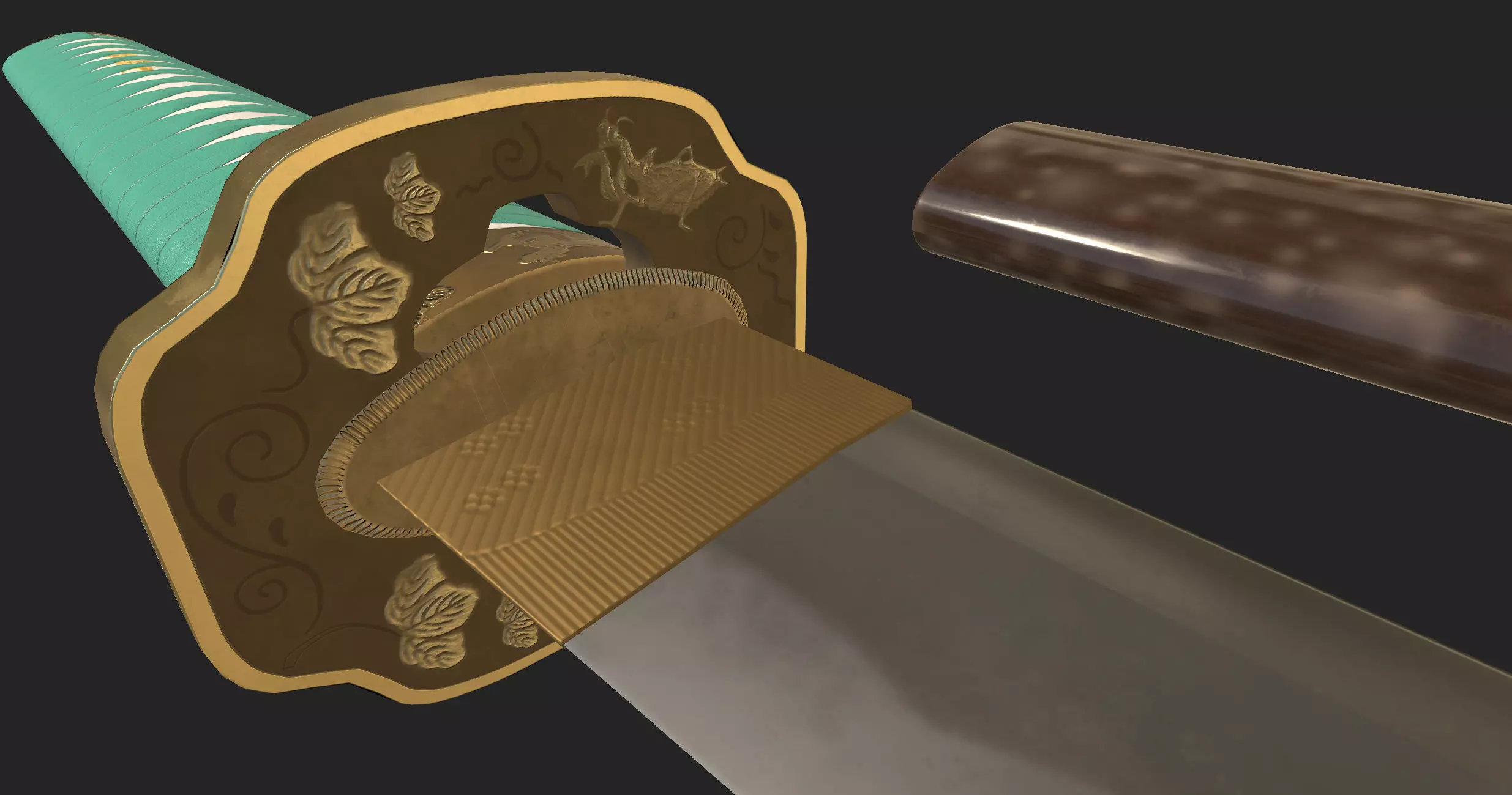 Praying Mantis Katana Low-poly 3D model_12