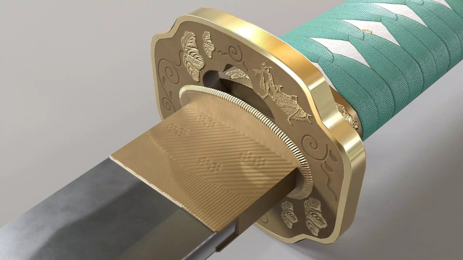 Praying Mantis Katana Low-poly 3D model_3