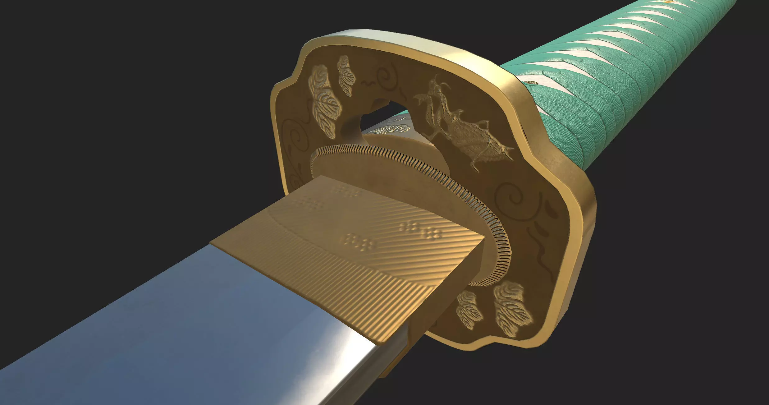 Praying Mantis Katana Low-poly 3D model_17