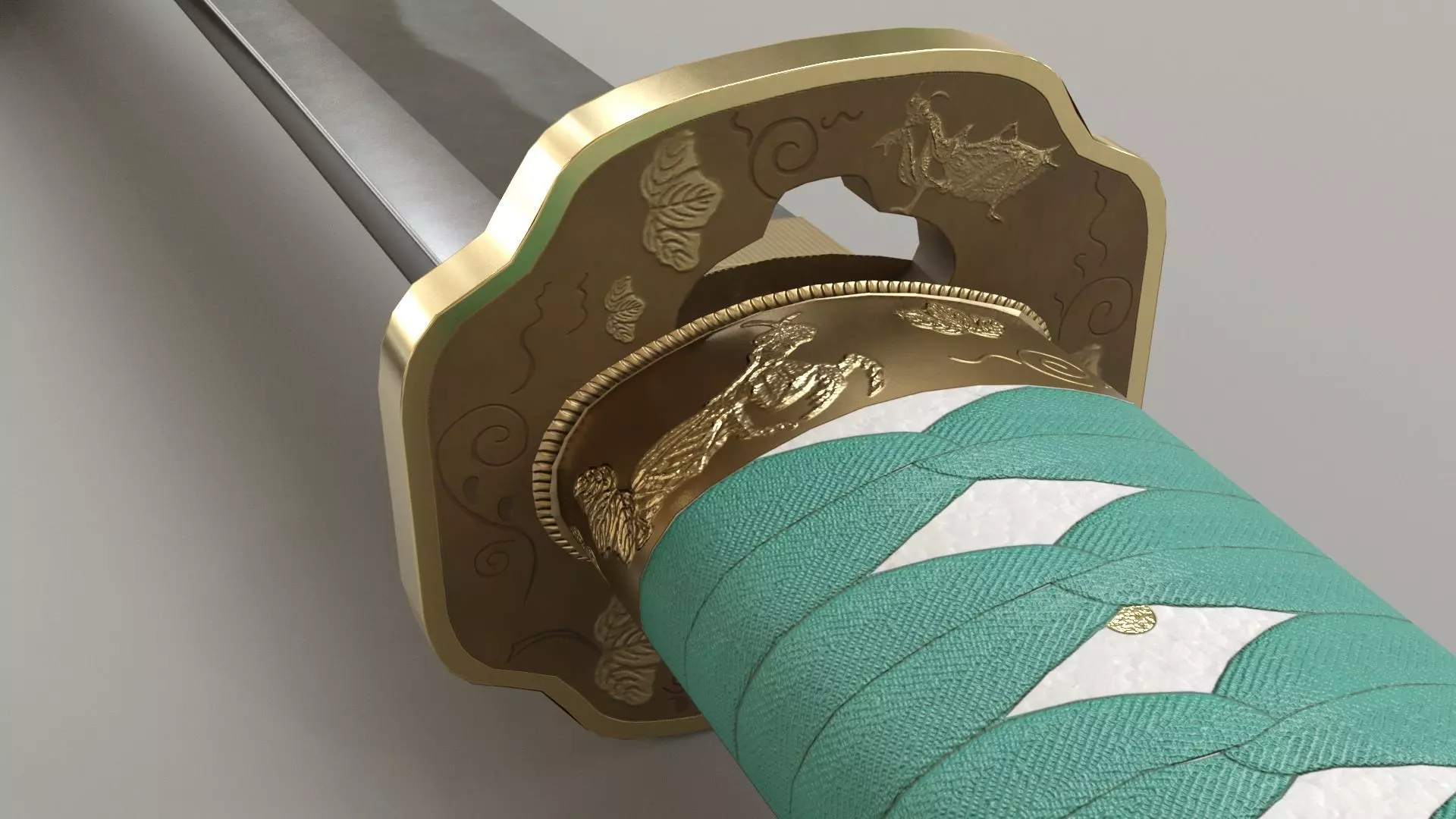 Praying Mantis Katana Low-poly 3D model_2