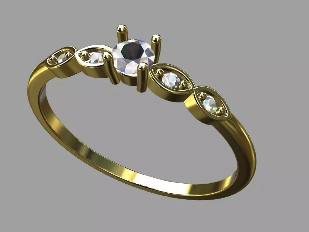Ring with 3 00mm Central Stone 3D print model