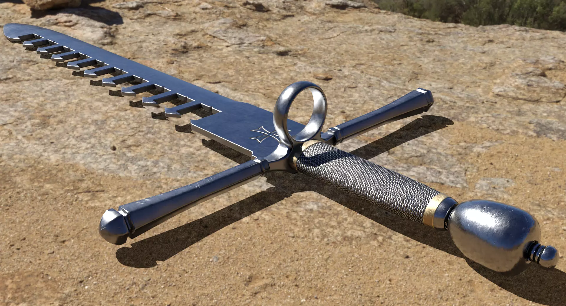 Swordbreaker Low-poly 3D model_0